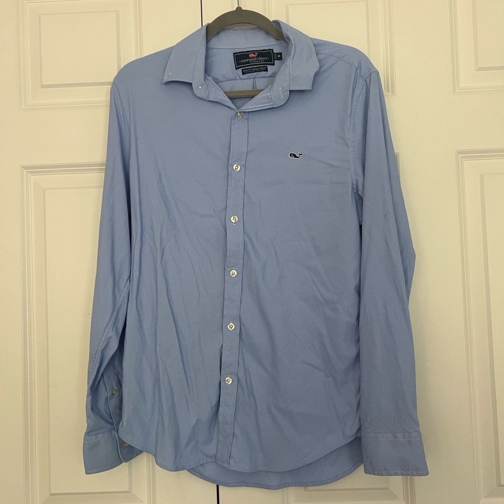 Vineyard Vines Blue Slim Fit Whale Dress Shirt
